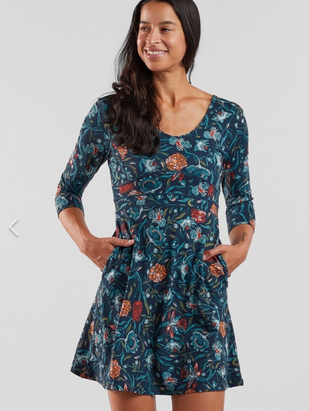 Title Nine Women's Dream Happy Days Floral Print Knit Dress Zip Pockets Size XS. - Picture 2 of 12